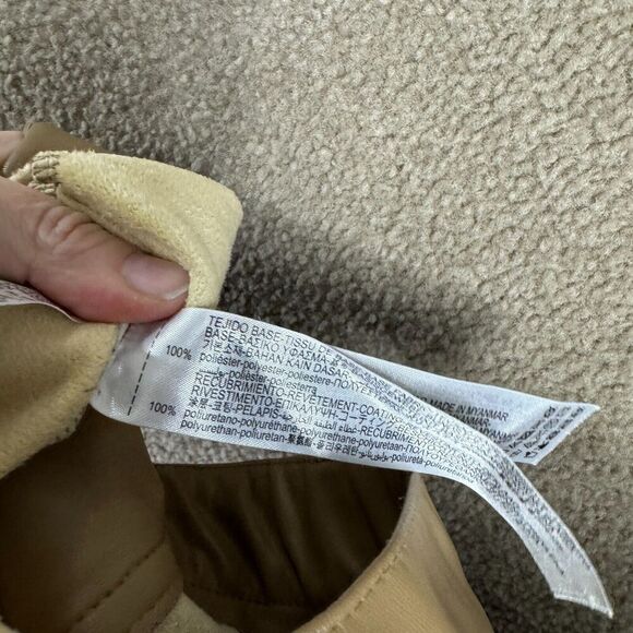 Zara Pants Womens Size Small Khaki High‎ Rise Faux Leather flare Full Length - Picture 11 of 12